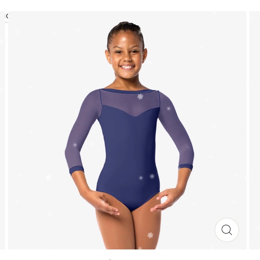 So Danca Navy Mesh Sleeve Leotard Y-Jr